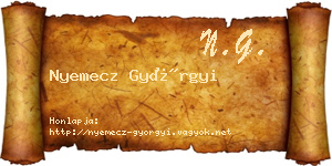 Nyemecz Györgyi névjegykártya